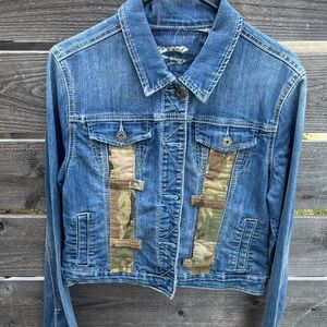 Denim Camouflage Patch Jacket repurposed by “Jagged Threads”